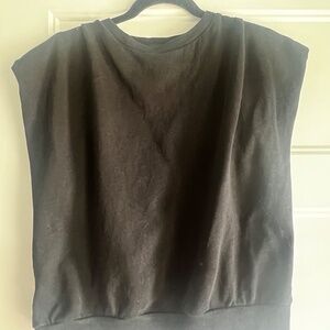Grey State sleeveless sweatshirt in black, size 2 (fits like a medium).